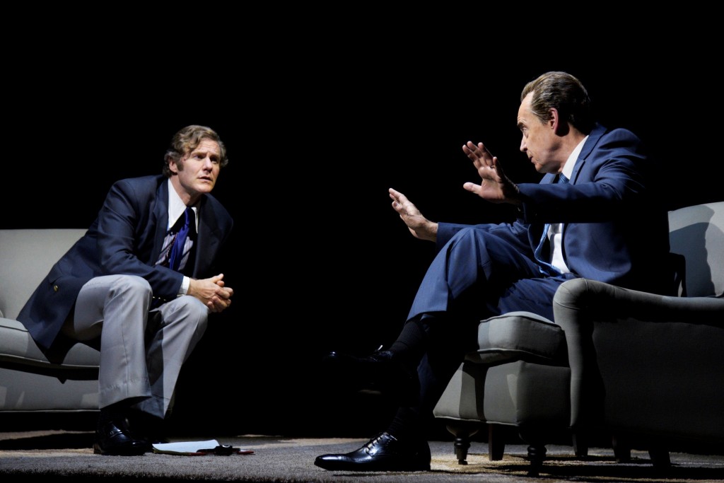 Peter Simon Hilton stars as David Frost and John Jellison as Richard Nixon in the Maltz Jupiter Theatre’s production of Peter Morgan’s riveting drama Frost/Nixon, onstage through February 21 at the award-winning regional theatre. Photo by Alicia Donelan. 