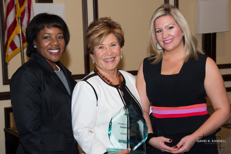 2015 Woman of The Year Sandie Foland (center) pictured with finalists Kim Jones (left) and Emily Pantelides (right)